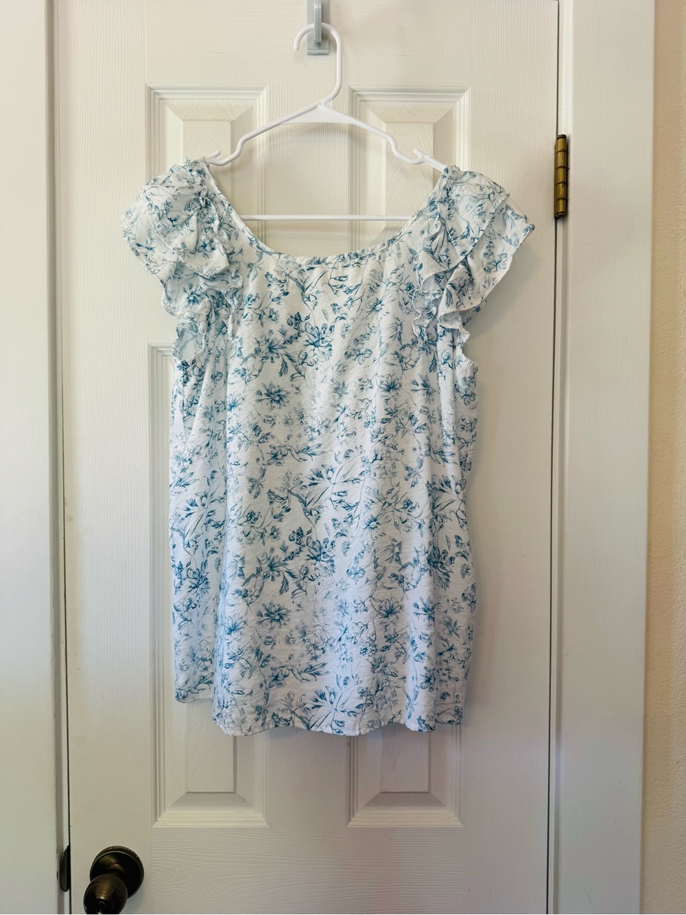 Floral Ruffle Sleeve Peasant Top Women’s Medium/Large Cottagecore Boho Bow Back